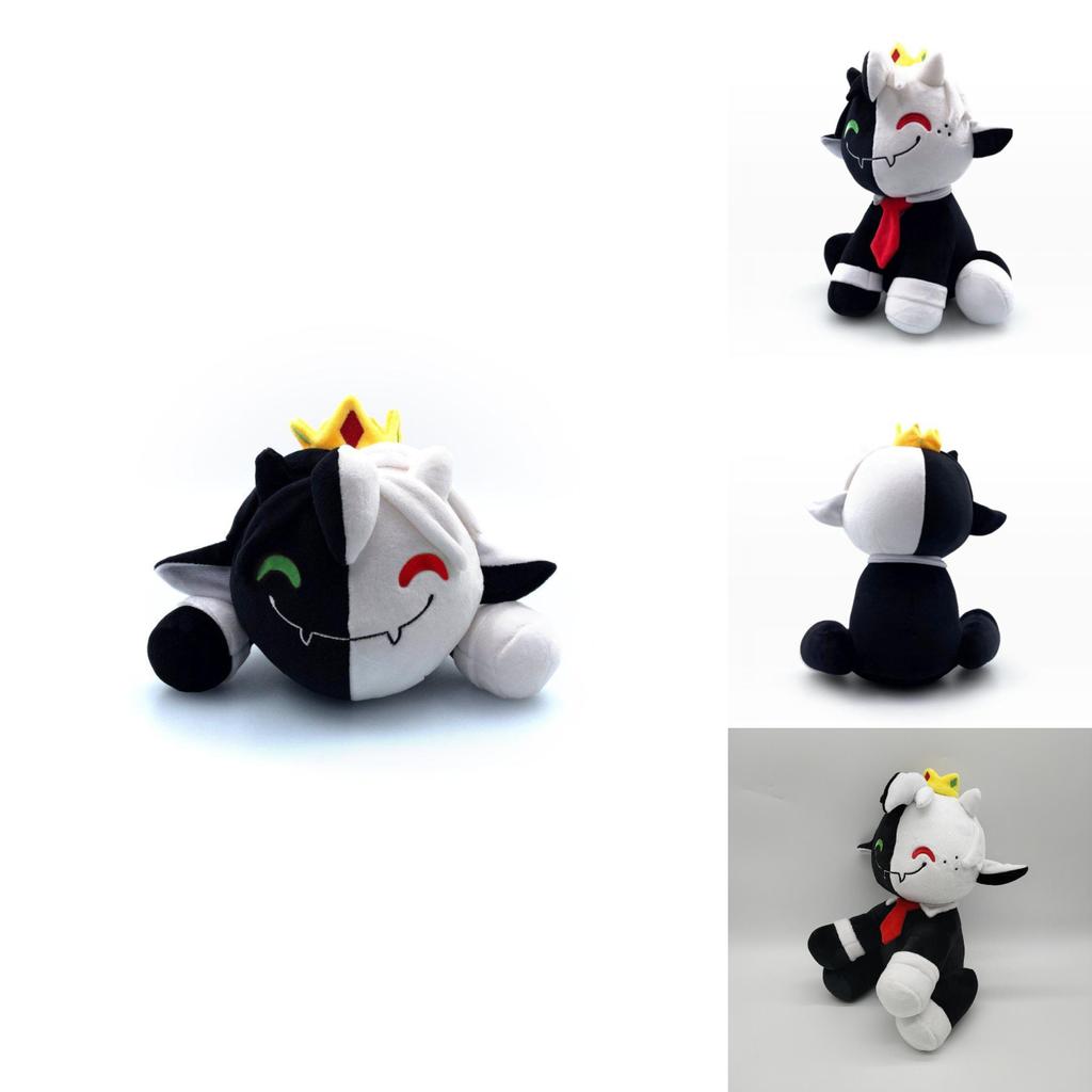 Adorável Novo Ranboo Sentado Fofo Brinquedo de Pelúcia Boneca Ovelha Sorridente Preta e Branca Para Crianças