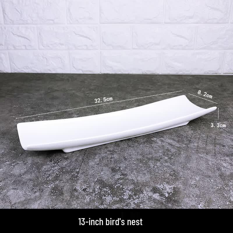 Japanese Style White Ceramic Rectangular Serving Plate