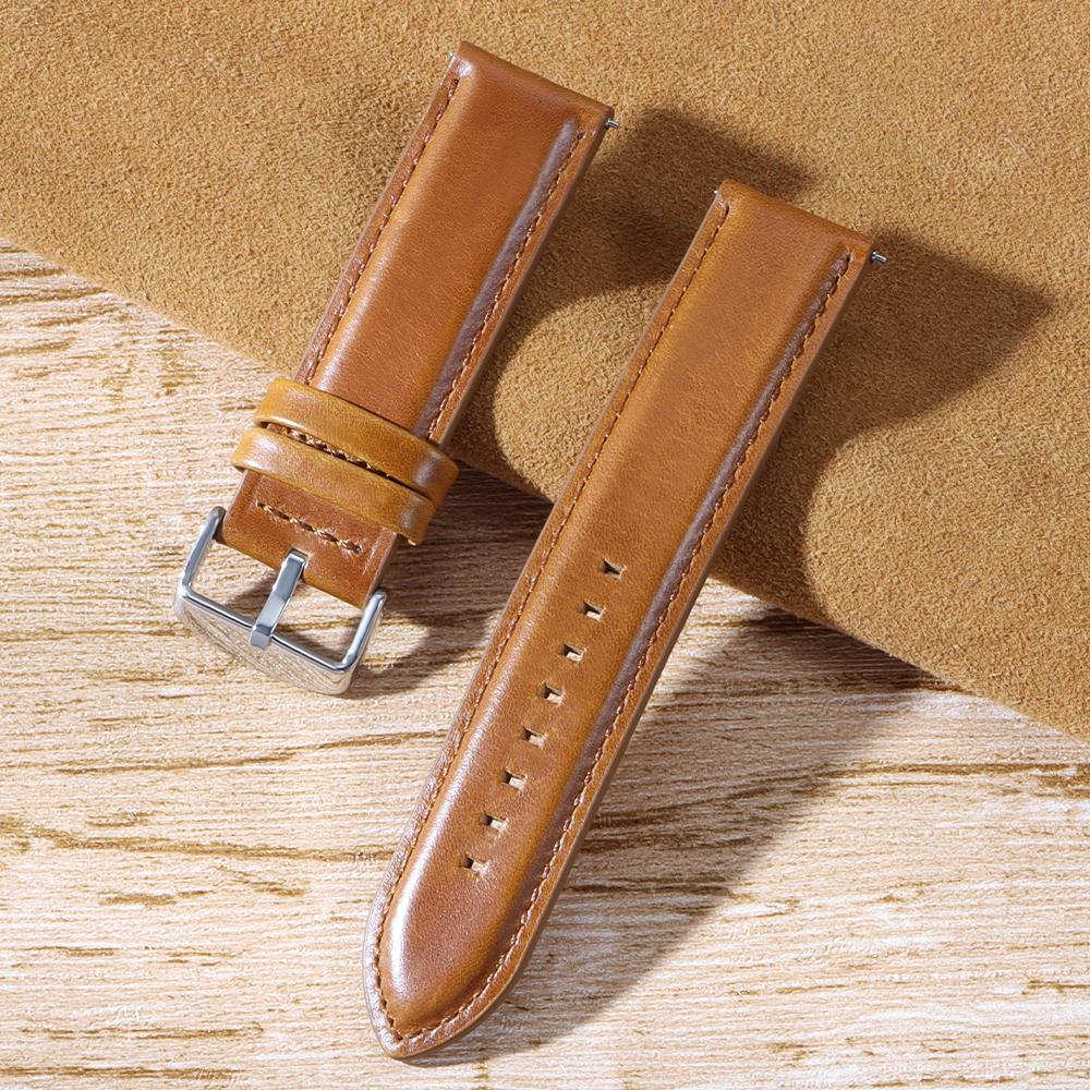 Genuine Leather Watchband Strap 18mm 20mm 22mm 24mm 26mm Black Brown Wristband Soft Quick Release Band for DW for Seiko Bracelet