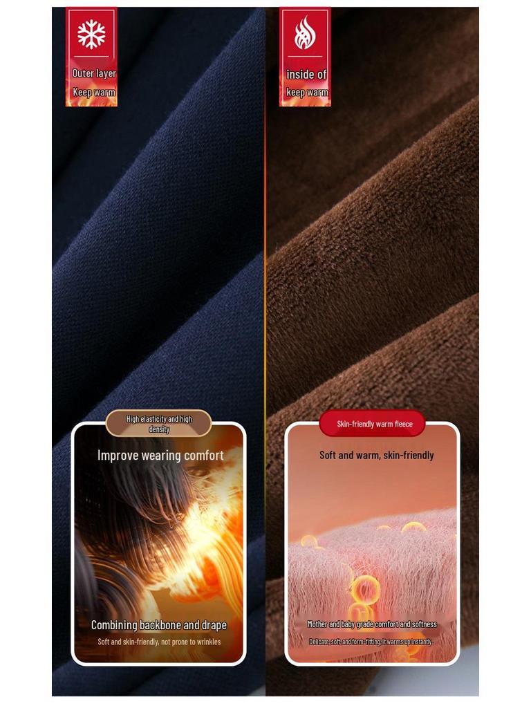 High-Waisted Fleece-Lined Straight-Leg Pants - 2024 Winter Warm Casual Pants for Women