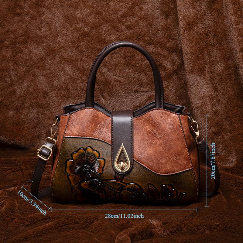 

Винтажная женская сумка с тиснением, Ципао в стиле гуофэн, Молодежная сумка, Сумка на плечо, Сумка-кроссбоди, Женская кожаная сумка большой вместимости