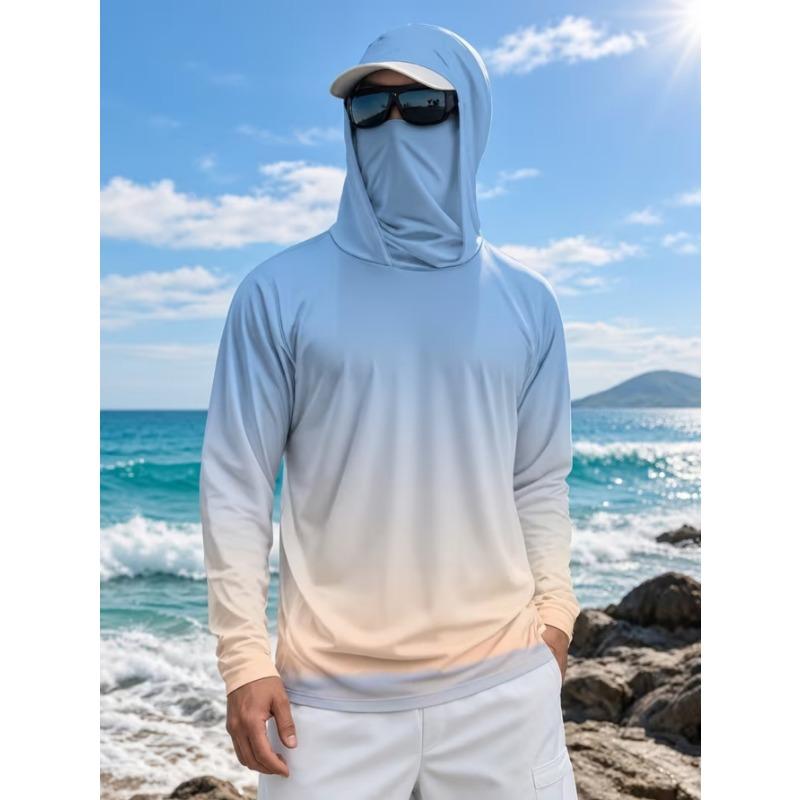 Men's Hooded Fishing Jacket with a Mask, Breathable Sportswear, Outdoor Activity Long-sleeved Fisherman's Outfit