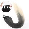 Extensiones de cabello de cola de caballo trenzadas sintéticas, peluca rubia Natural, envoltura larga alrededor de cola de caballo con banda de goma