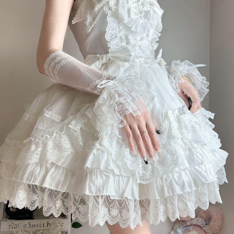 

Lolita Lace Gloves Young Adult Summer Lolita White Arm Sleeve Oversleeves Sweet Cute Princess Style Oversleeves White Style One size