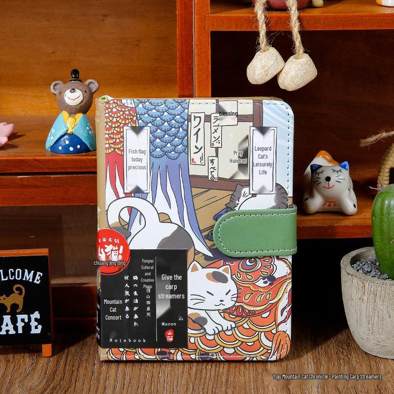 Muran PU Magnetverschluss Notizbuch: Yuju Bobcat Japanisches Premium Katzen Design