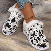 European American Christmas Printed Cotton Shoes 2024 Winter Lace Up and Plush Flat Bottomed Oversized Warm Low Top Casual Shoes