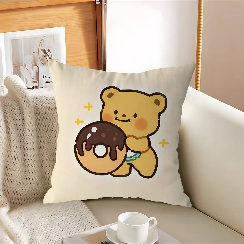CUTE Butter Bear Pillowcase Toon Gift Cushion Cover Bedroom Home Sofa Chair Seat Decor Pillow Case