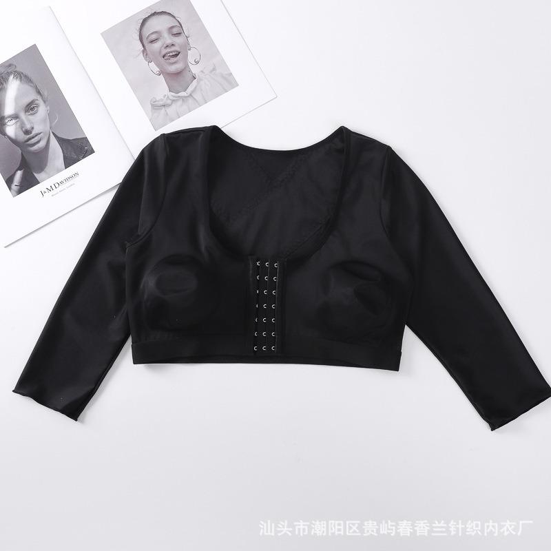 

Front Hook Long Sleeve Post Surgery Breast Compression Shapewear Women Chest Support Corset S чорний