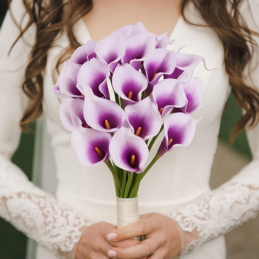 5PCS Artificial Calla Lily Flowers Faux PU Fake Flowers for Weddings Photography Props DIY Bridal Bouquets Home Room Party Decor