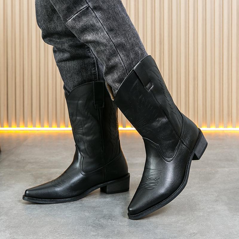Chelsea Herren Plus Size High-Top Lederstiefel - Britischer Trend Lässige Mode, Arbeitskleidung Martin Stil