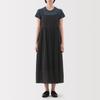 MUJI Damen Stark Gedrehtes Voile-Korsettkleid, Schwarz, Größe S, BC2LNA5S