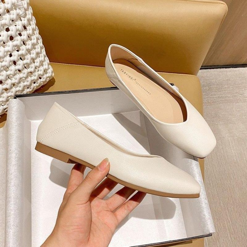 Square Head Doudou Shoes Women's Autumn New Single Shoes Flat Sole Soft Sole Non-slip Comfortable Shallow Mouth Shoes Maternity Shoes