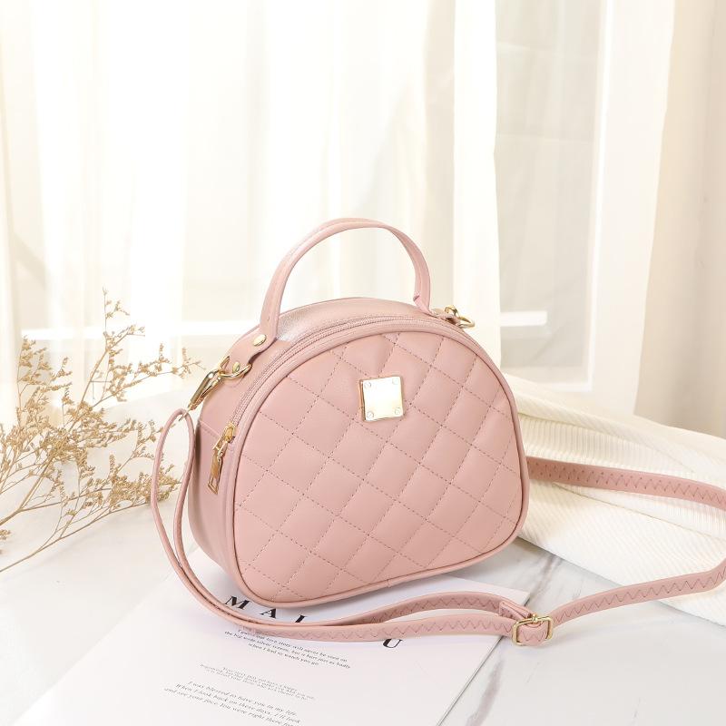 Stylish and sweet shoulder small square bag new versatile embroidered semi-round messenger mobile phone women s bag розовый 2670₽