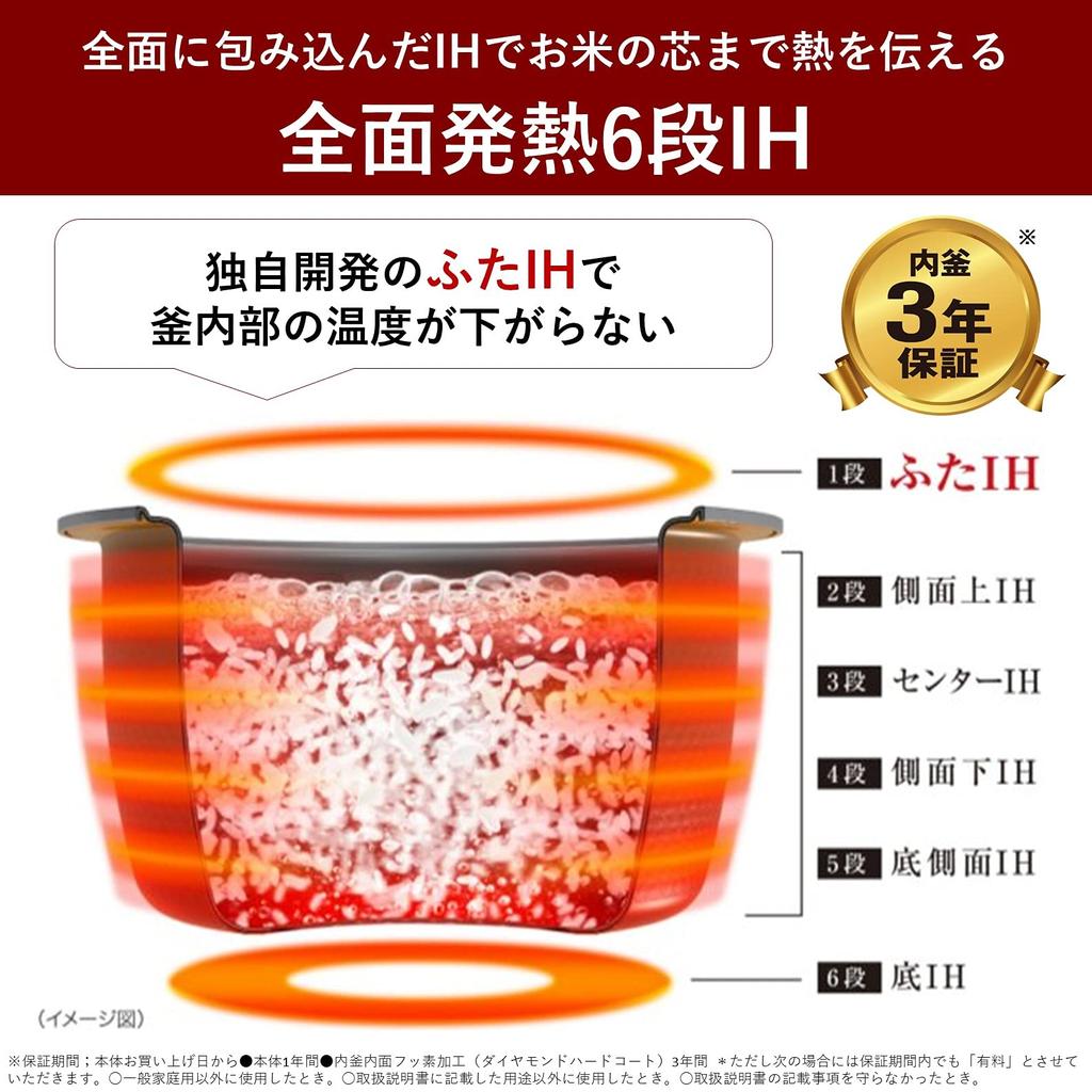 Panasonic Rice Cooker Cups Large Firepower Odori Cooker Steam Full Heat Generation 6 Stage IH Type White 5.5 & SR-STS101-W