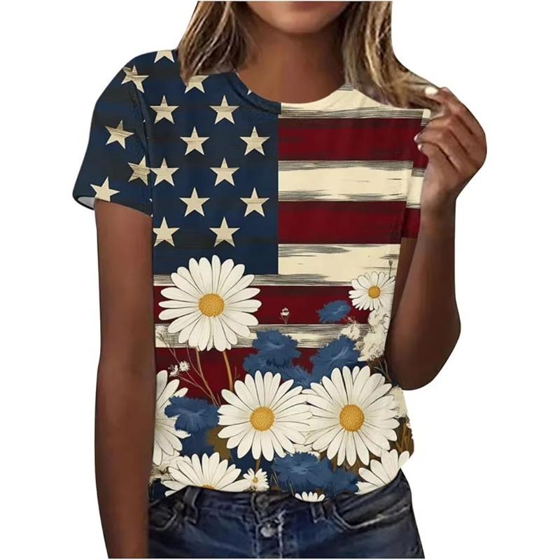 Women T Shirt 3D Printed Top Blouse United States 250th Print T Shirt Short Shirts Summer Tops Tees