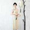 Champagne Aodai national style new Chinese Suzhou cheongsam improved young women's high-end daily dress summer