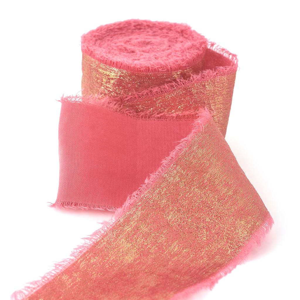 4cm Glitter Imitation Silk Chiffon With Hand Torn Raw Edge Bouquet Gift Packaging Ribbon DIY Wedding Home Hotel Party Decoration