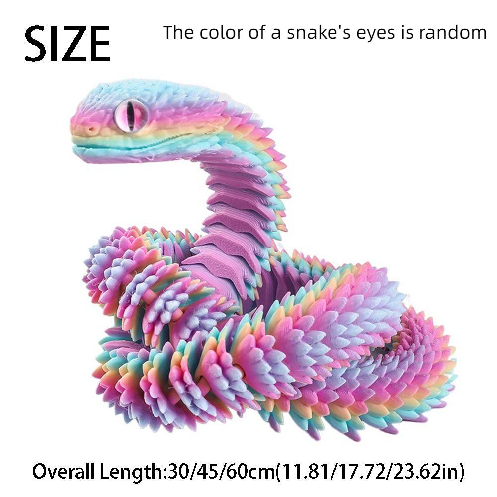 30/45/60cm 3D Printed Snake Toy Multicolor Animal Simulation Model  Halloween