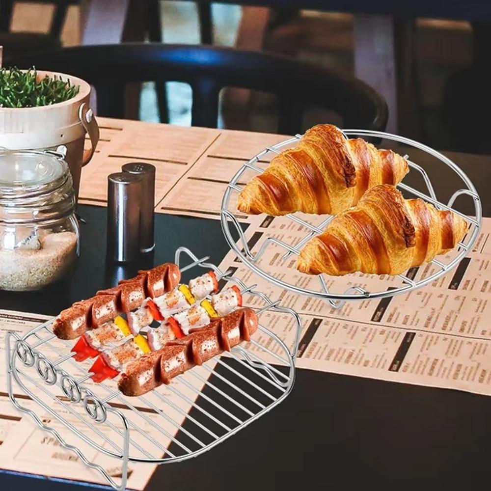 Durable 19cm Air Fryer Baking Rack Stainless Steel Round Steamer Rack Oven Grill Racks for Cosori Gourmia Foodi