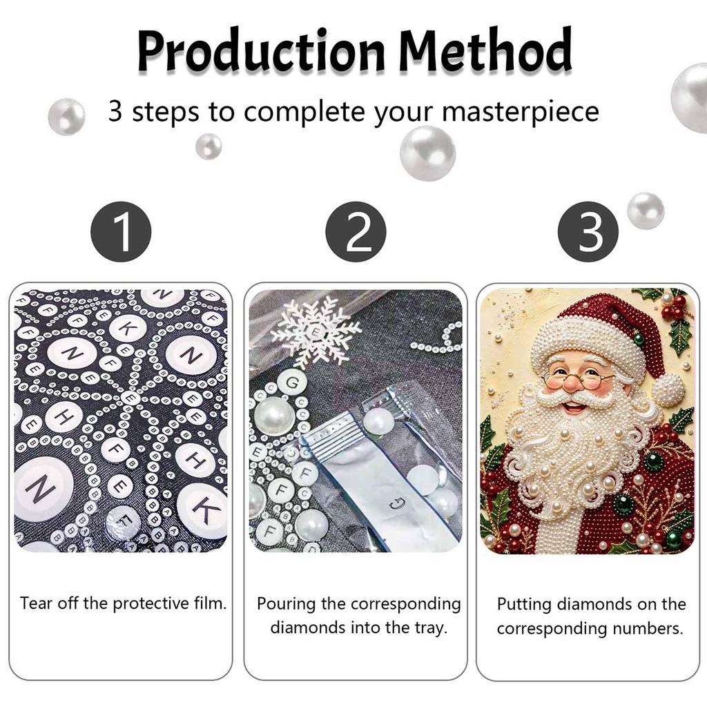 Weihnachts-Perlenmalerei-Set Handgemachtes DIY Weihnachtsmann Stechpalme Heimdekoration Malerei