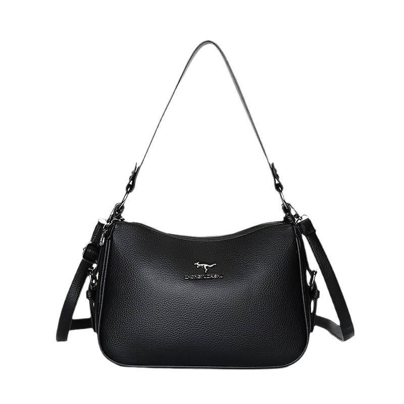 High-end Soft Leather Medium Mother Bag Women's Bag New Fashion Messenger Bag Simple and Versatile Temperament Single Shoulder Armpit Bag