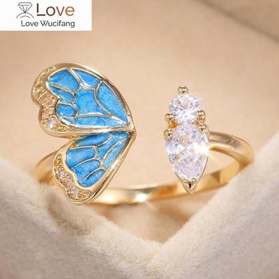 Delicate Butterfly Adjustable Rings for Women Gold Color High Quality Fashion Jewelry Accessories Girl's Birthday Gift