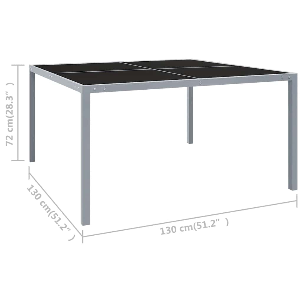 vidaXL Gartentisch 130x130x72 cm Grau Stahl und Glas