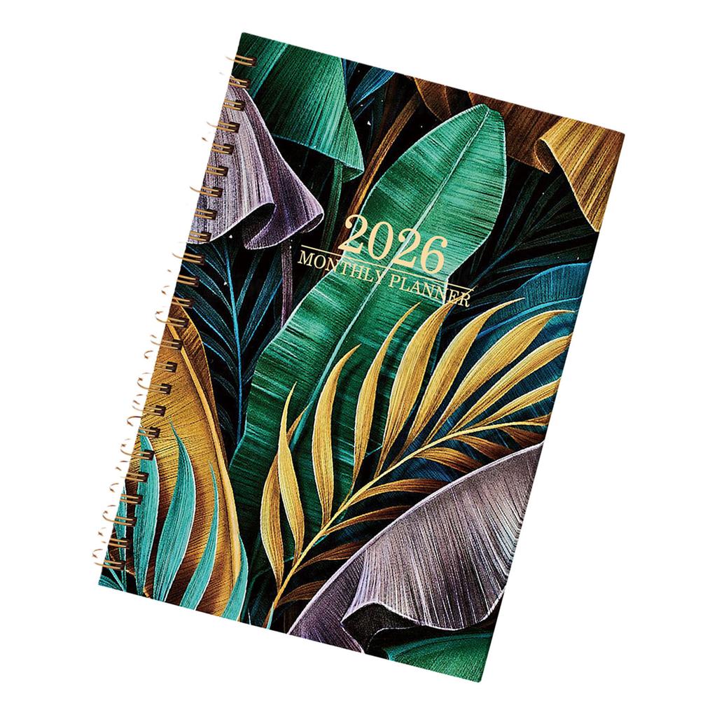 2026 Flower Planner Schedule Organiser Twin Coil Binding Monthly Planner Notebook For Time Management and Scheduling
