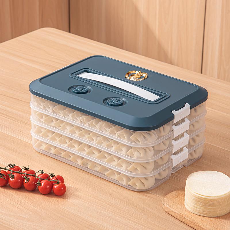 Коробка для хранения пельменей пищевой холодильник свежесть коробка для хранения бытовые пельмени быстрая морозильная камера One Size синий 1790₽