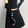 Fingerless Gloves Red Sleeves Sweet And Cute Girl Wool Knitted Christmas Star Arm Sleeves