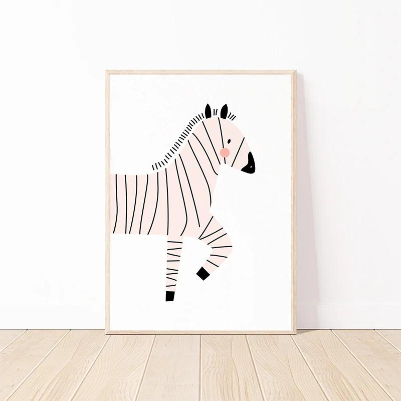 Cute Cartoon Animals Posters Giraffe Donkey Cattle Sheep Prints Canvas Printing Rustic Farmhouse Wall Art Picture for Home Decor