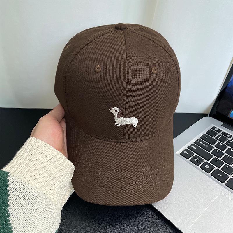 Dachshund Embroidered Baseball Cap Men's Versatile Deep Top Wide Brim Face Small Peaked Cap Couple Versatile Sun Hat