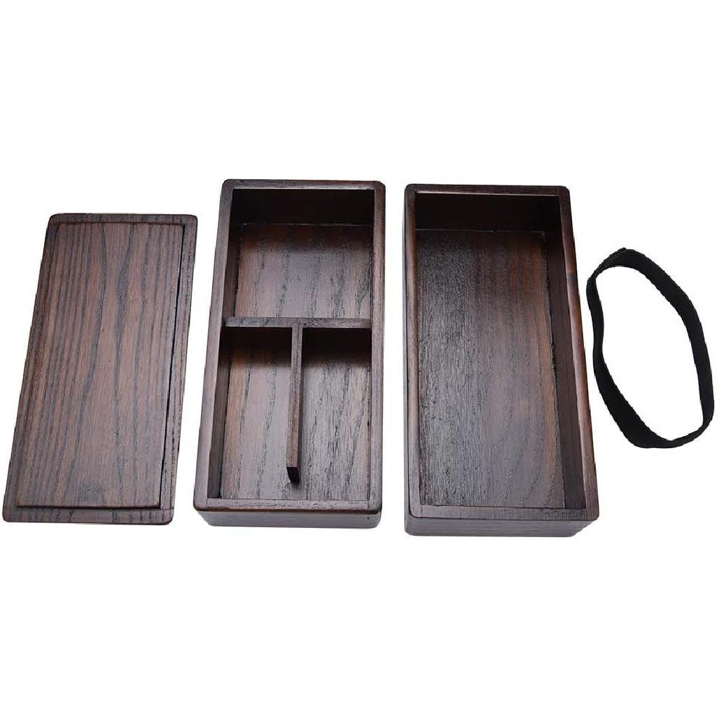 Lunch boxes, Japanese Traditional Wooden Lunch Containers Double Layer Wooden Box for Picnic Sushi