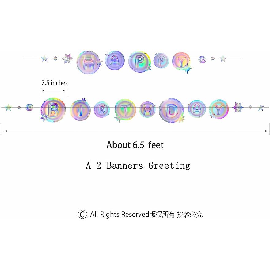 Cheerland Iridescent Galaxy Happy Birthday Banner Moon Star Birthday Party Decorations Space Garland Party Decor Planet Theme Happy Bday Letter Sign