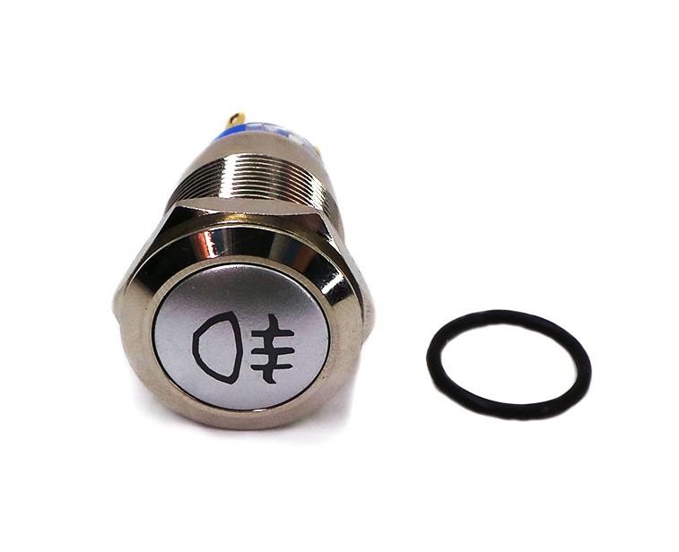 Włącznik świateł przeciwmgielnych LED 16mm chrom chwilowy + gniazdo Off-Road