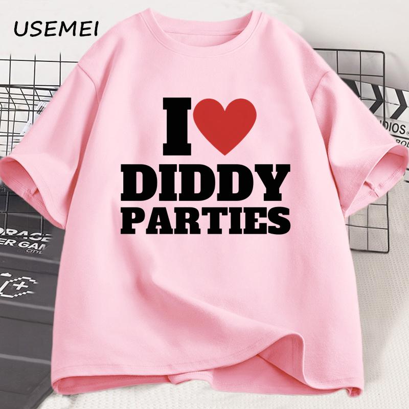 I Love Diddy Parties T Shirt Men's Funny Offensive Sarcastic Novelty T-Shirt Men Women Cotton Short Sleeve Round Neck Tshirt Top