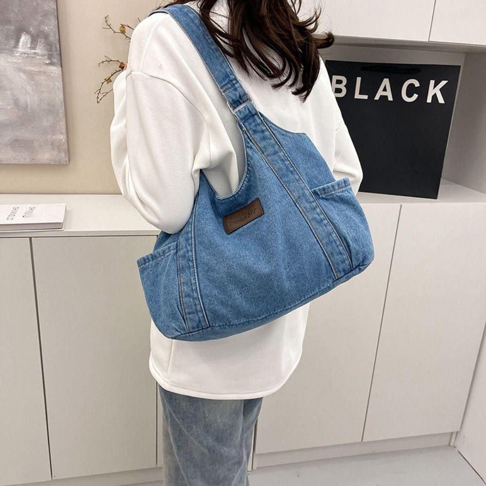 Retro Denim Shoulder Bag Korean Style Underarm Packs Sweet Handbag Office Worker