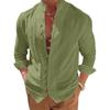 New Buckle-down Men's Retro Linen Casual Loose Long-sleeved Shirt