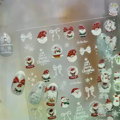 Christmas Snowman Nail Art Stickers Winter Fresh Nail Stickers White Snow Crystal Ball Ornament Stickers
