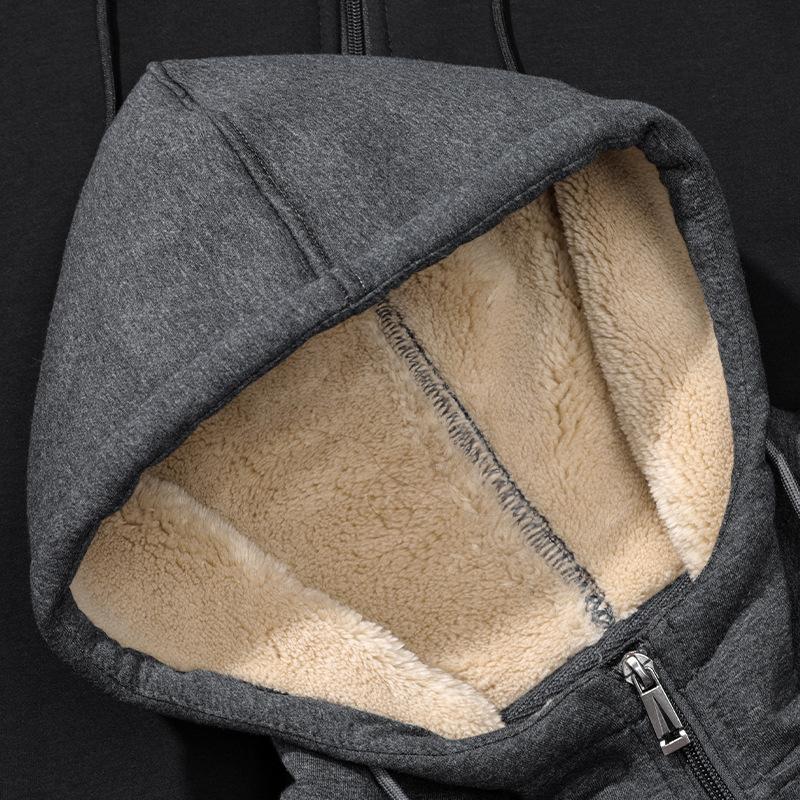 Men Thick Lamb Velvet Sports Set Warm Casual Two-Piece Suit Autumn Winter Hooded Thermal Tracksuit Man Sportwear