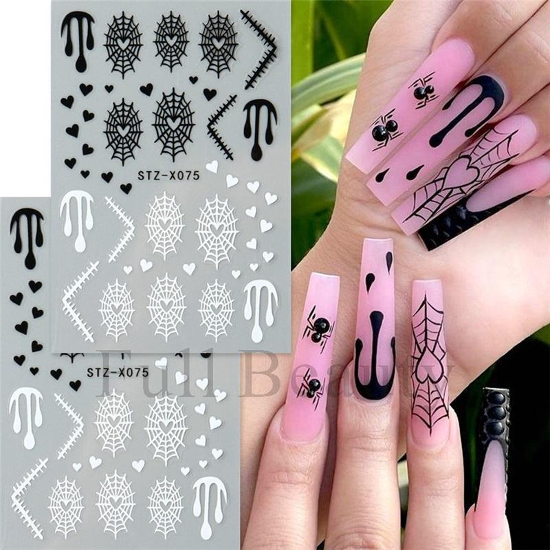 New Nail Art Stickers Ins Halloween Funny Little Ghost Love Spider Web Adhesive Nail Stickers