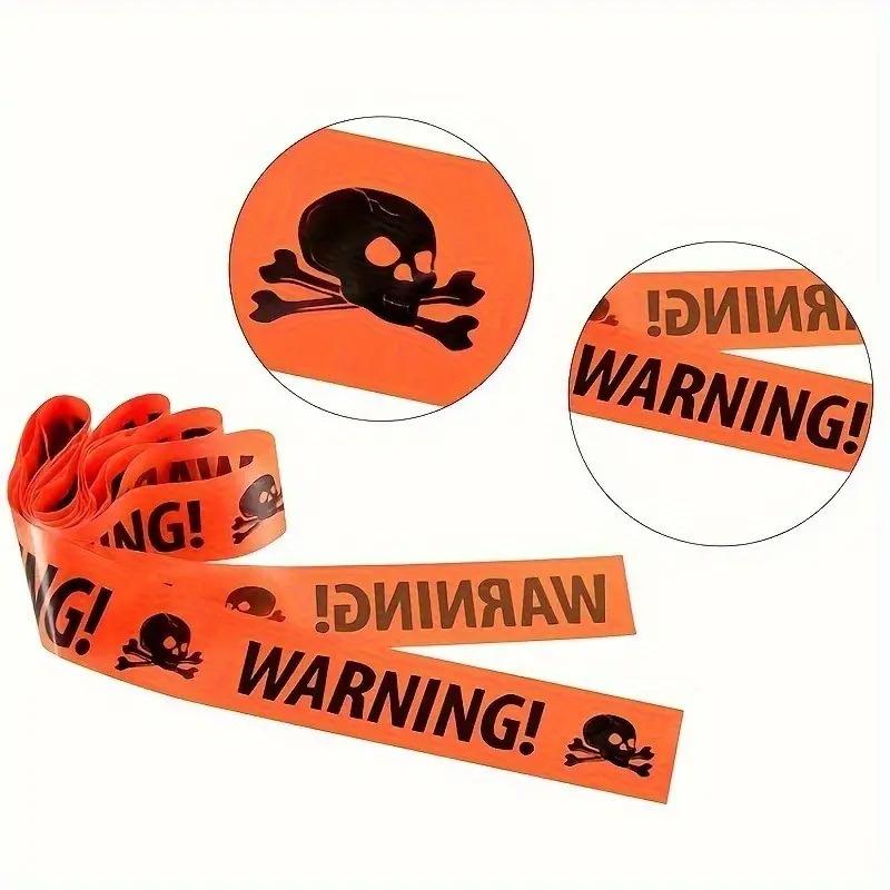 Halloween Isolation Warning Tape with Bold Danger Signs Durable Plastic Material for Yard Haunted House Party Decoration