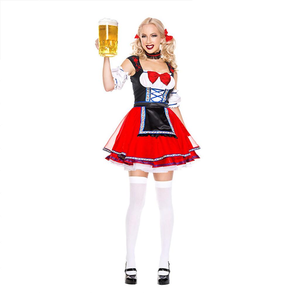 

Women Waitress Style Fashion Maid Dress Costume Beer Festival Dress Suit for Oktoberfest red S#1