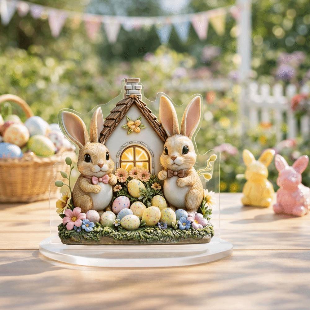 Easter Decor Easter Bunny Ornament 2D Flat Desktop Ornament Acrylic Ornament  Office Decor