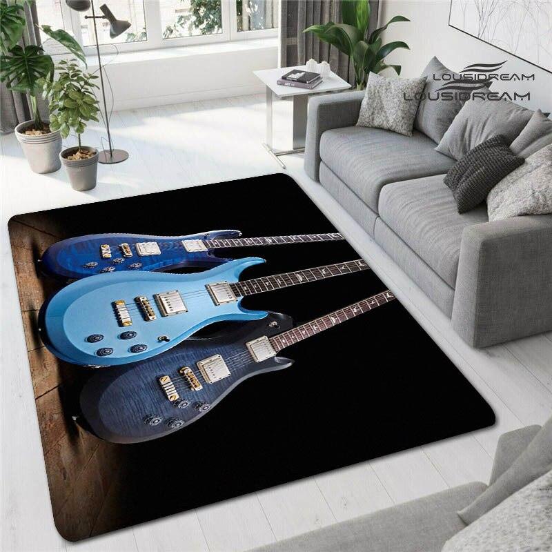 Tappetini stampati in 3D con chitarra colorata per soggiorno, tappeti antiscivolo, camera da letto, comodino, decorazione moderna per la casa, tappetini lavabili