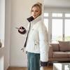 GMXIA Damen Vintage Casual Einfarbig Druck Herbst Winter Langarm Stehkragen Jacken & Mäntel