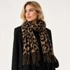 Fleece Leopard Print Scarf Thick Scarves Retro Winter Shawl Wrap  Daily Commute