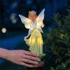 Resin Fairy Figurine Garden Decoration Solar Powered Night Light Outdoor Patio Yard Miniature Landscape Ornament