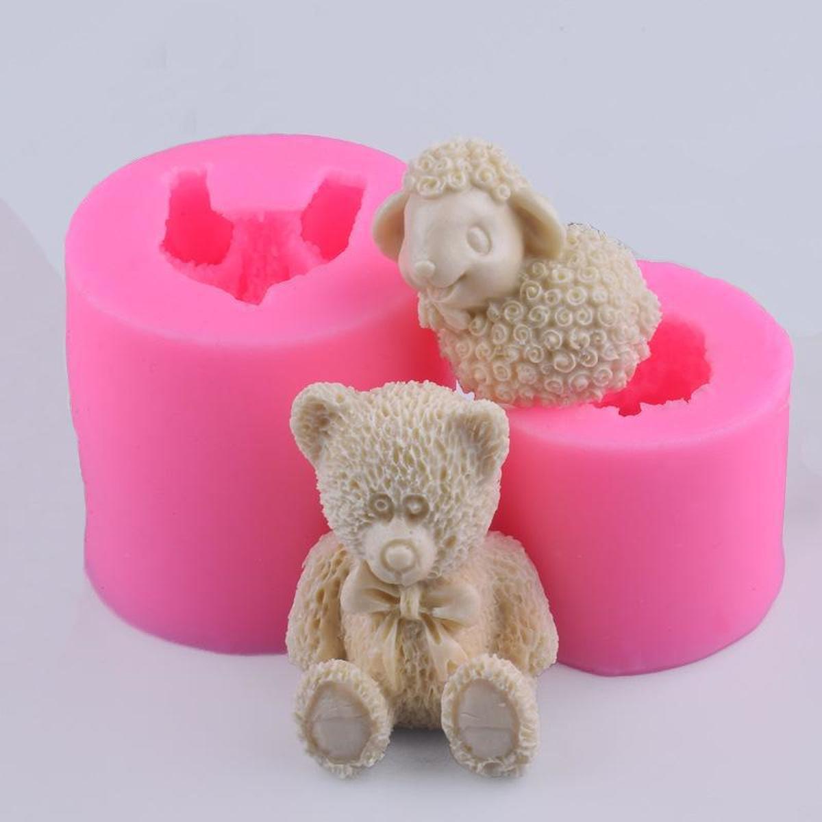 

DIY форма для выпечки 3D моделирование милый медведь и ягненок помадка силиконовая форма мусс шоколадная форма sheep розовый