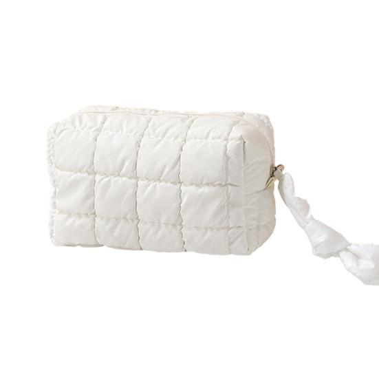 Cotton Makeup Bag Zipper Closure Large Capacity Cosmetic Pouch Cotton Check Lining Small Items Makeup Case